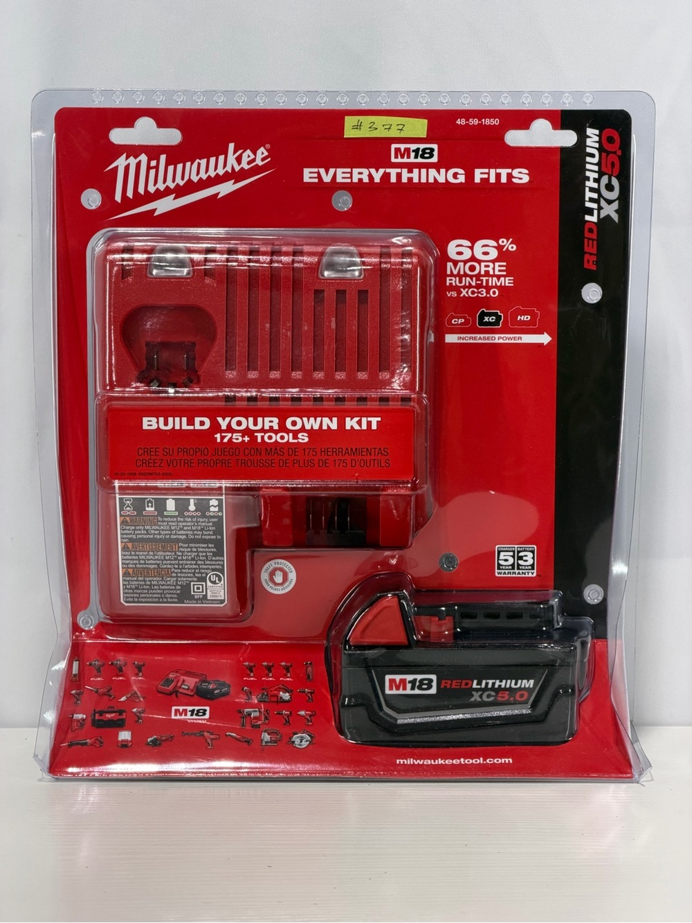 #377 Milwaukee M18 Lithium-Ion XC Starter Kit w/ One 5.0Ah Battery / Charger